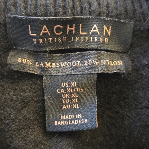 Lachlan Black Men's 80% Lambswool 1/4 Zip Sweater Size XL - Picture 4 of 5